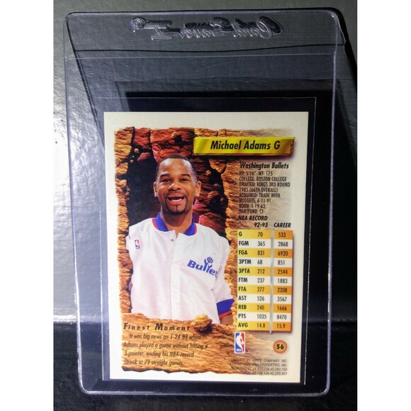 1993-94 Topps Finest Michael Adams #56 Basketball Card - Picture 2 of 2